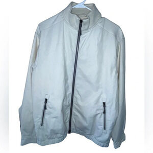 Tommy Bahama Light Jacket Cream 2-Way Zip Pockets Lined Men’s Size Small Outdoor
